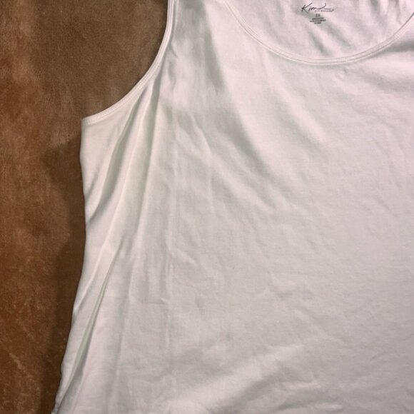 Kim Rogers Women 3XL Solid White Scoop Neck Cotton Sleeveless Tank Top Shirt (V) - Picture 2 of 6